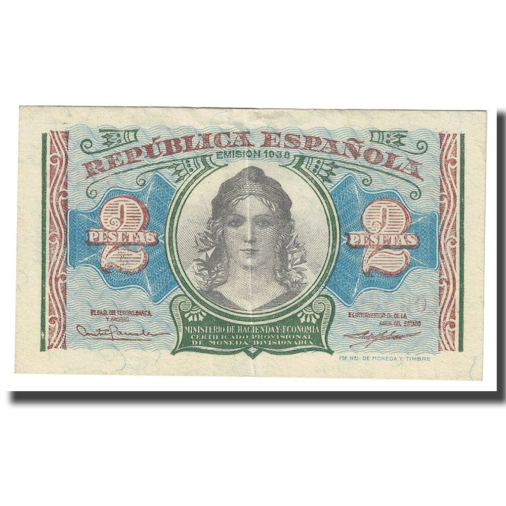 Banknote, Spain, 2 Pesetas, 1938, KM:95, EF(40-45)