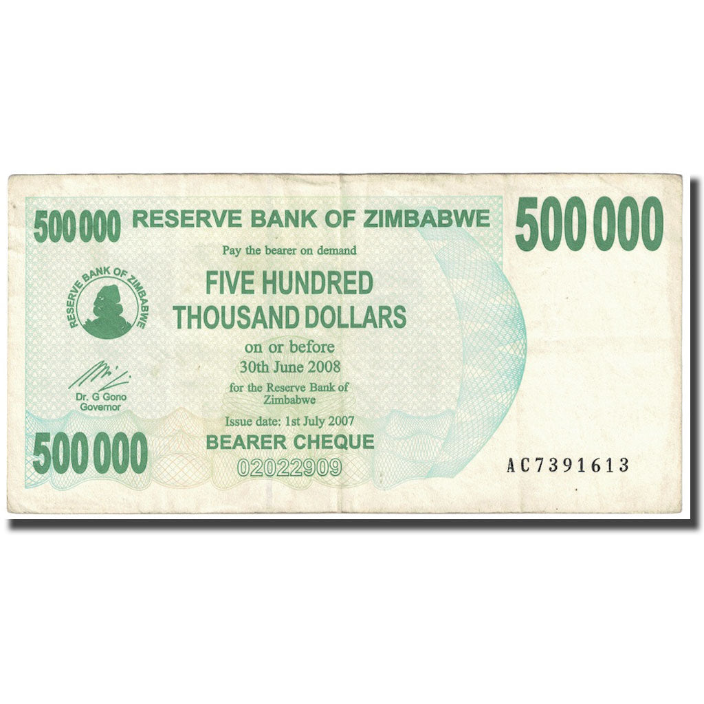 Banknote, Zimbabwe, 500,000 Dollars, 2007, 2007-07-01, KM:51, AU(50-53)