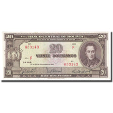 Geldschein, Bolivien, 20 Bolivianos, 1945, 1945-12-20, KM:140a, UNZ-