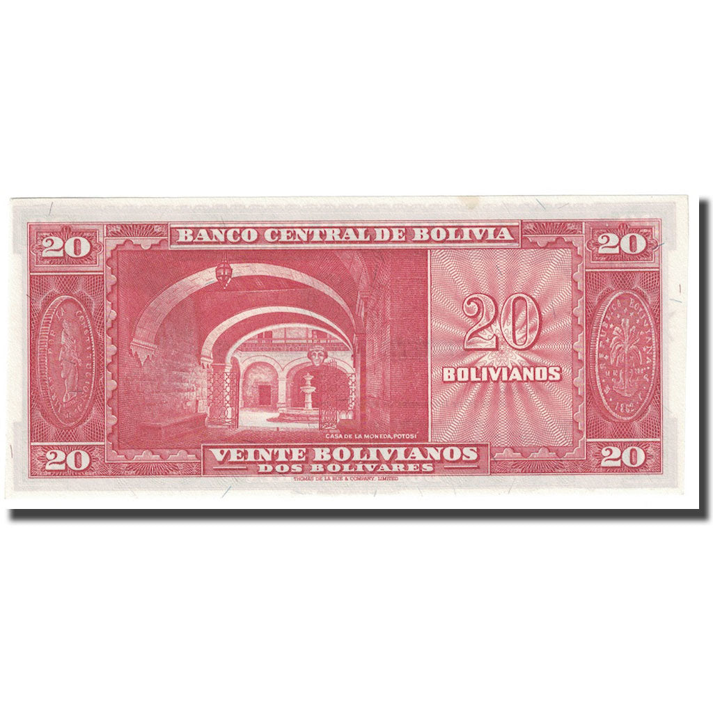 Geldschein, Bolivien, 20 Bolivianos, 1945, 1945-12-20, KM:140a, UNZ-