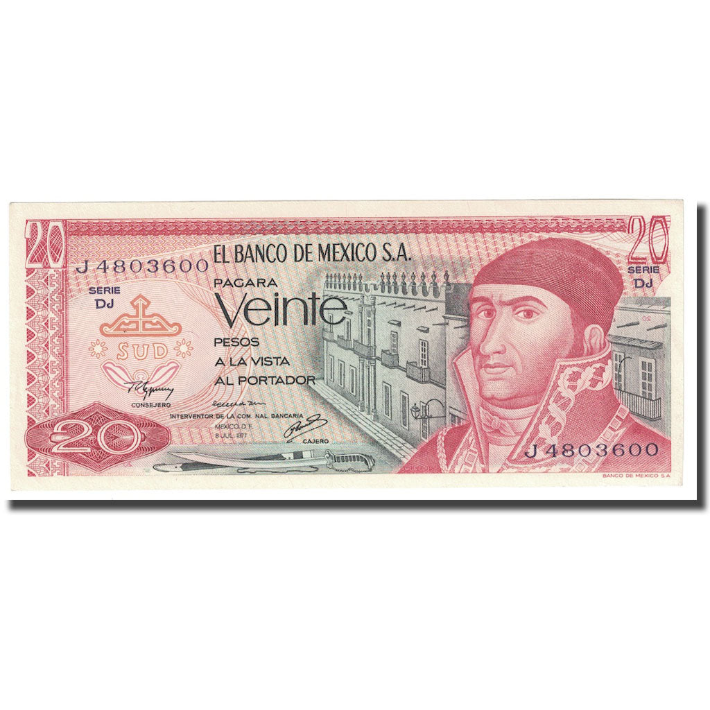 Banconote, Messico, 20 Pesos, 1977, 1977-07-08, KM:64d, SPL+