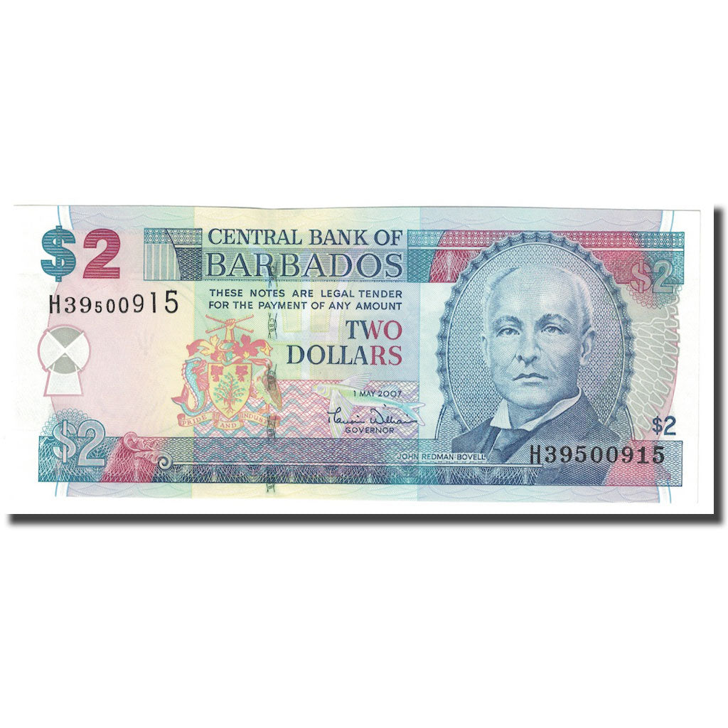 Banknote, Barbados, 2 Dollars, 2007, 2007-05-01, KM:66a, UNC(65-70)