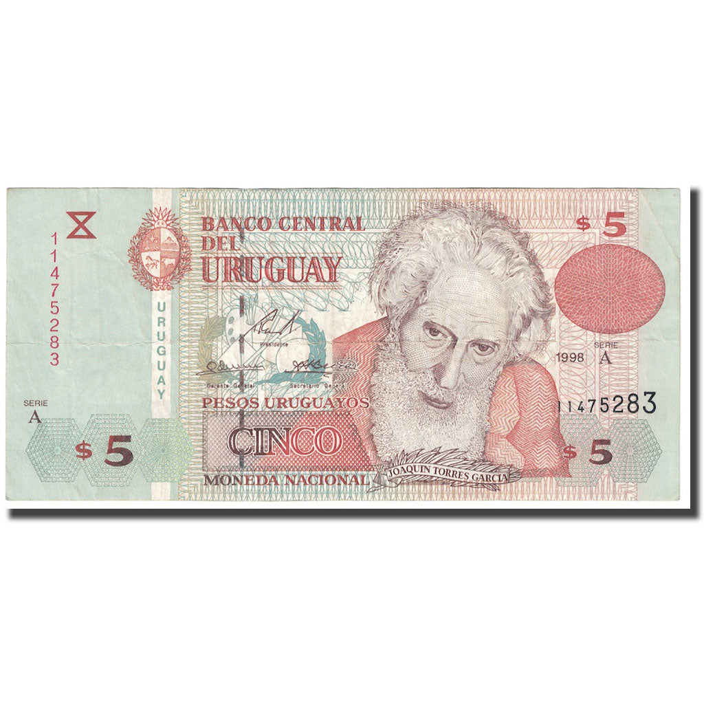 Billet, Uruguay, 5 Pesos Uruguayos, 1998, KM:80a, TTB+