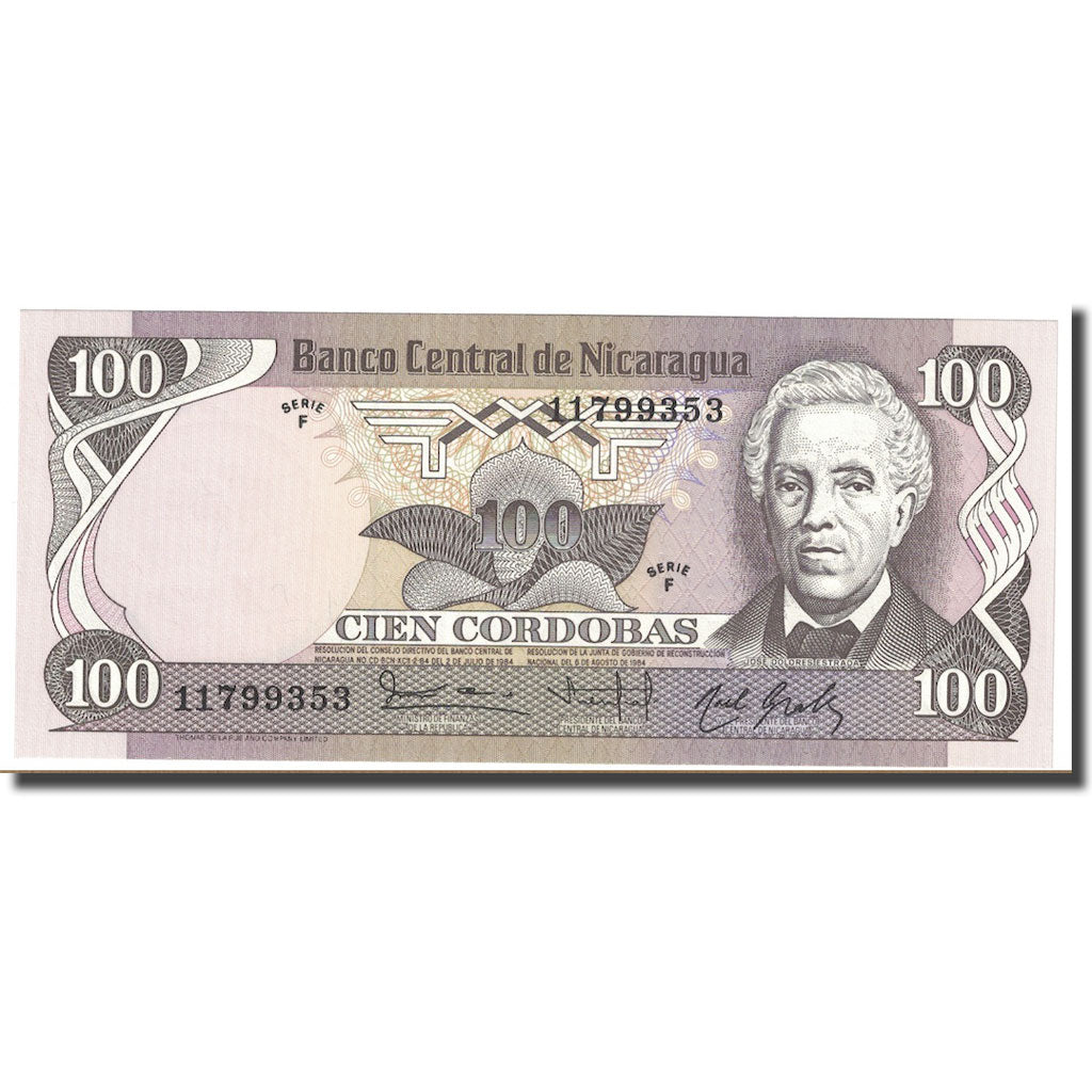 Banknote, Nicaragua, 100 Cordobas, L.1984 (1985), KM:141, UNC(65-70)