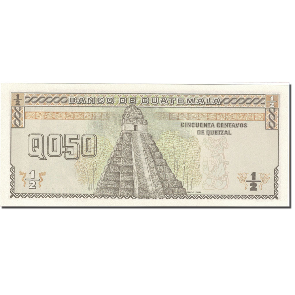 Banknote, Guatemala, 1/2 Quetzal, 1989, 1989-01-04, KM:72a, UNC(64)