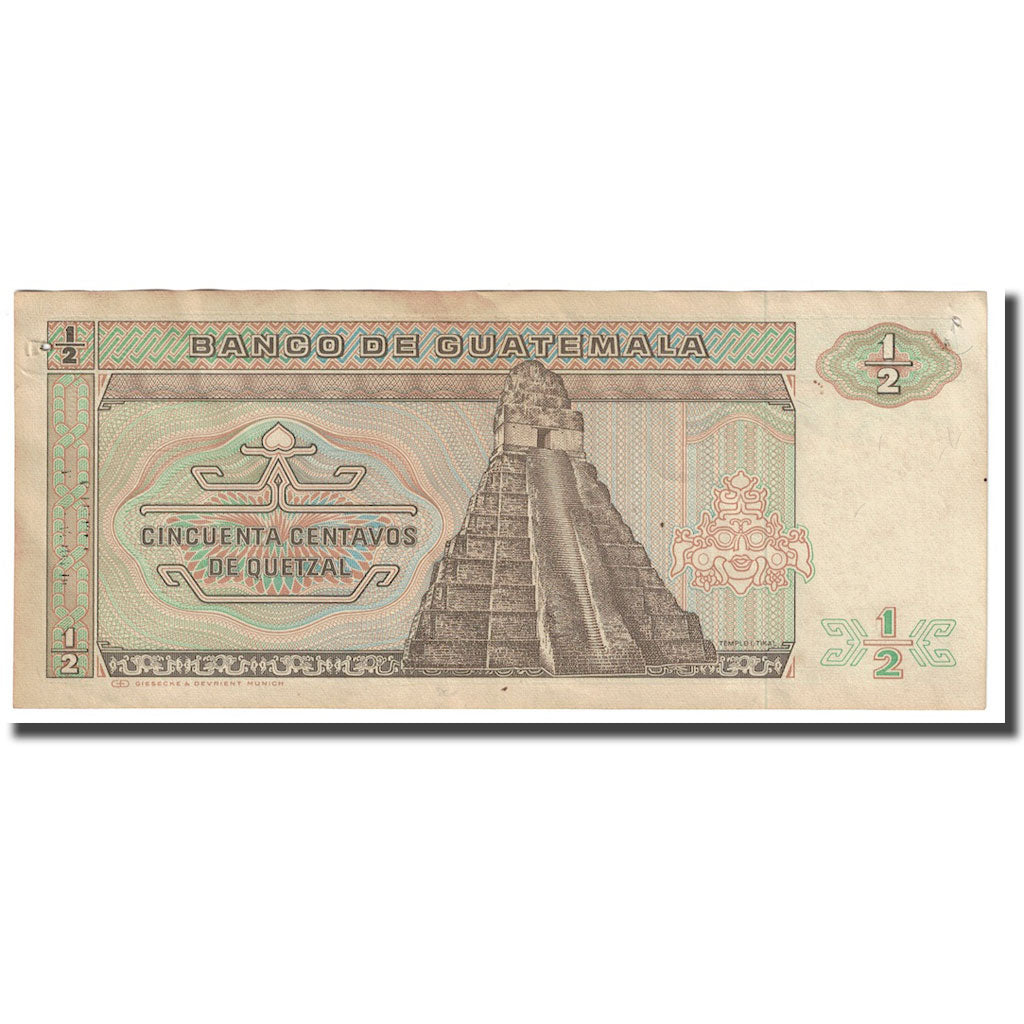 Banknote, Guatemala, 1/2 Quetzal, 1988, 1988-01-06, KM:65, EF(40-45)