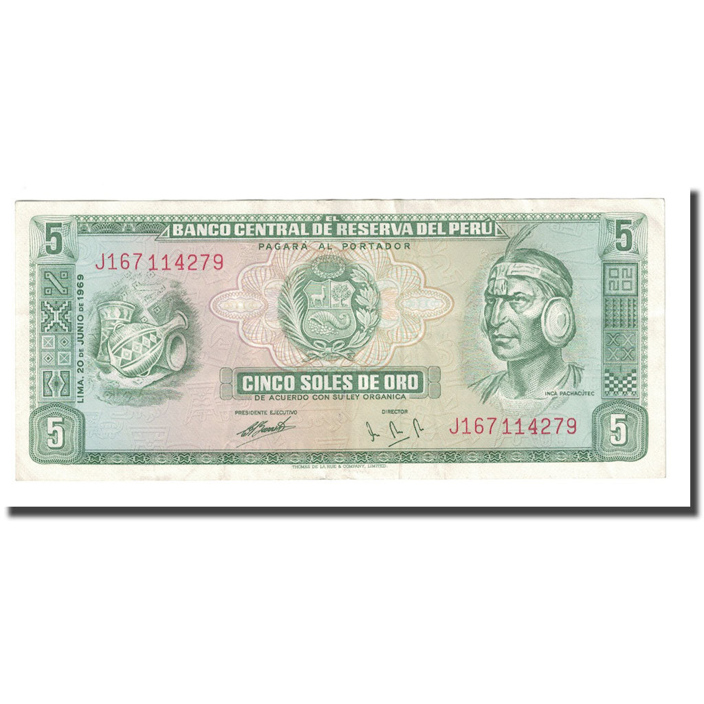 Banknote, Peru, 5 Soles De Oro, 1969, 1969-06-20, KM:99a, UNC(60-62)