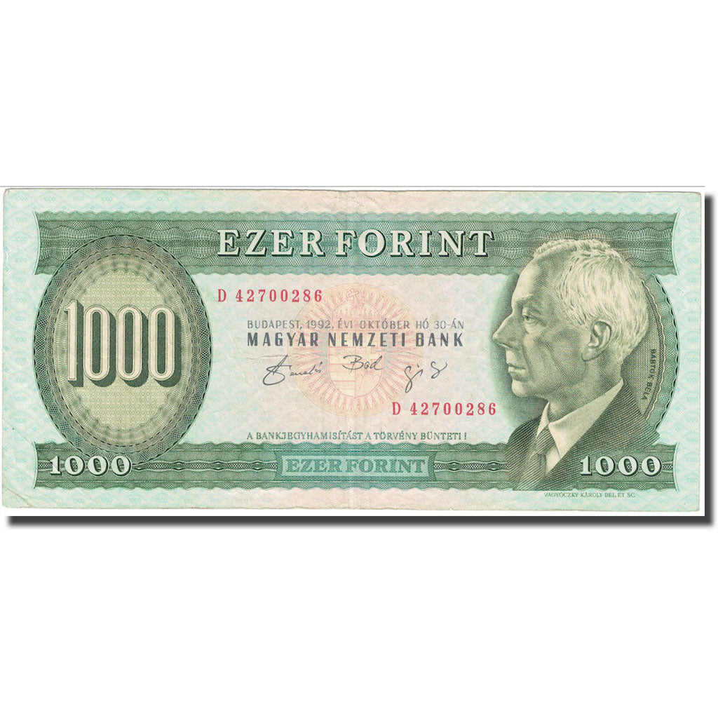 Banknote, Hungary, 1000 Forint, 1992, 1992-10-30, KM:176a, AU(55-58)