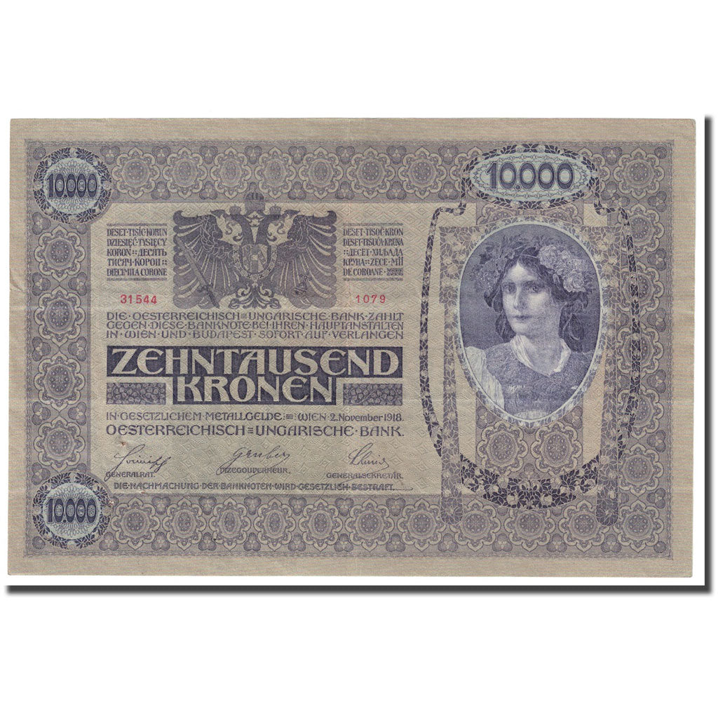 Banknote, Austria, 10,000 Kronen, 1918, 1918-11-02, KM:65, UNC(64)