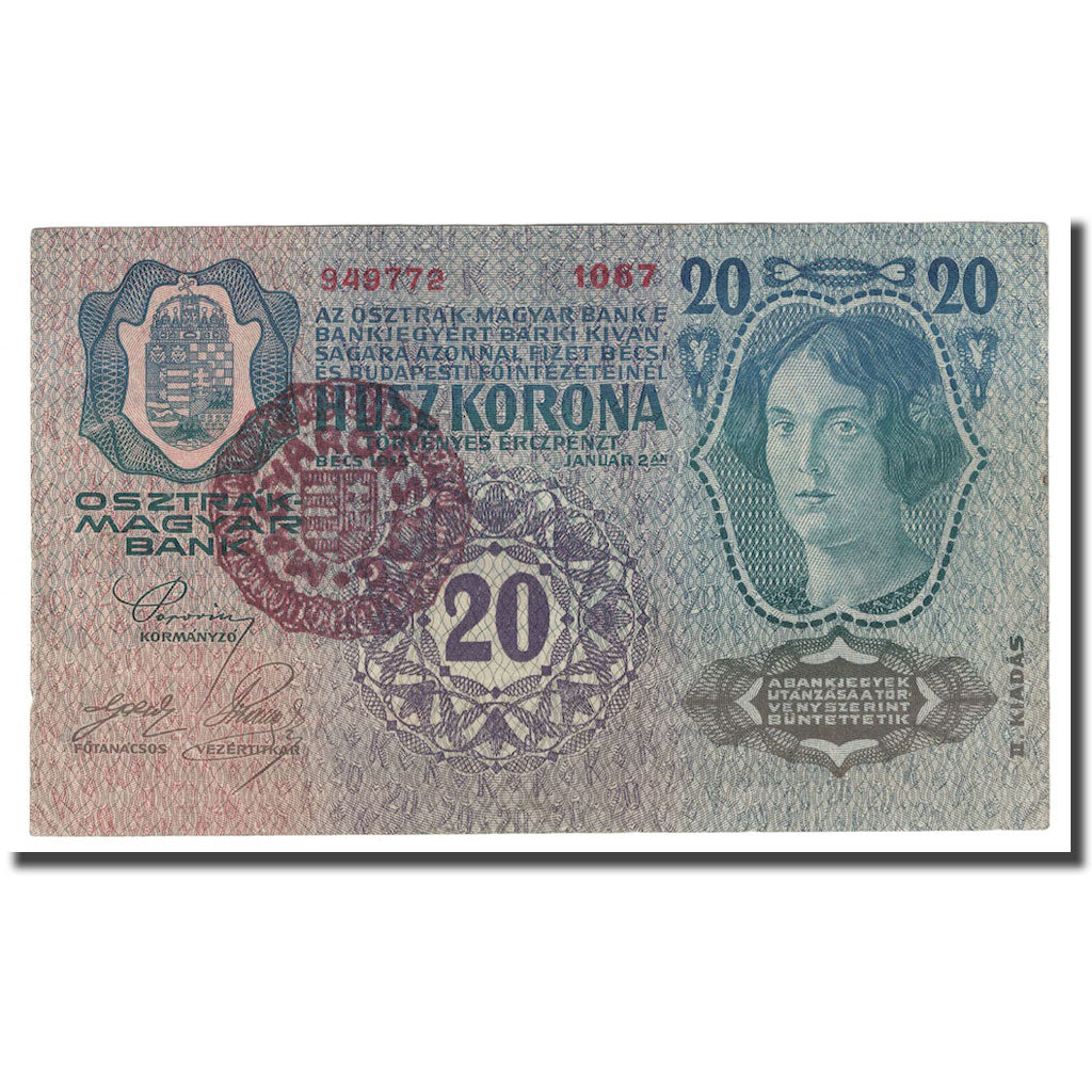 Banknote, Hungary, 20 Korona, 1913, 1913-01-02, KM:23, UNC(63)