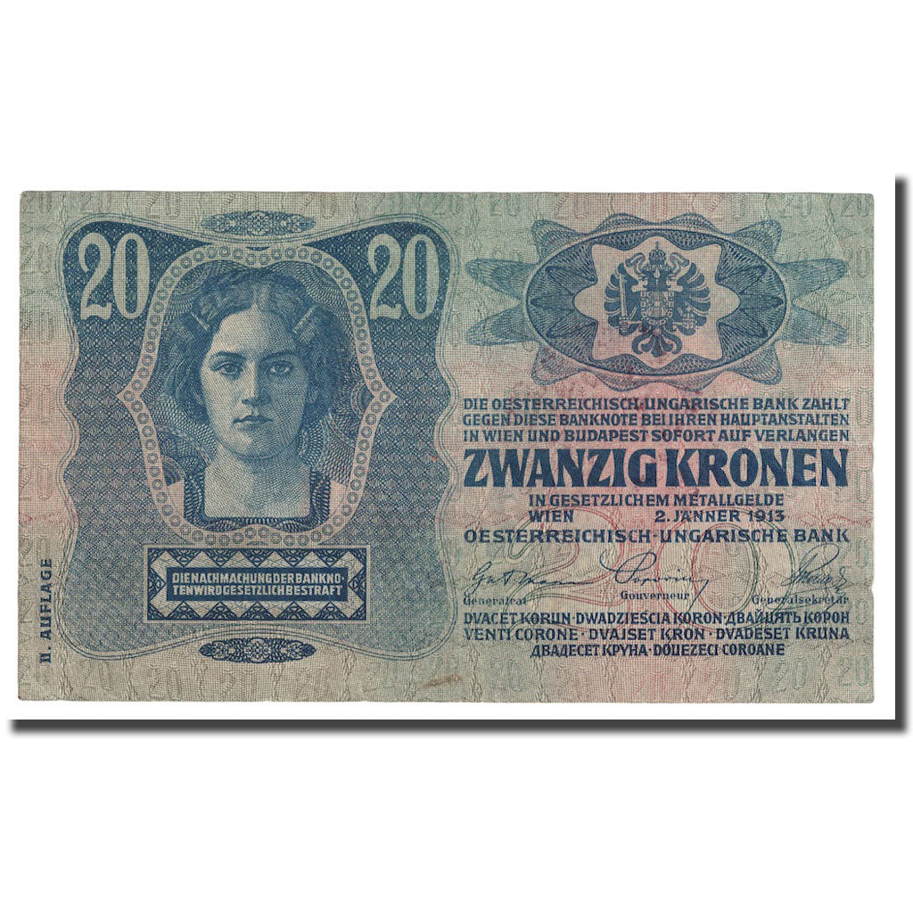 Banknote, Hungary, 20 Korona, 1913, 1913-01-02, KM:23, UNC(63)