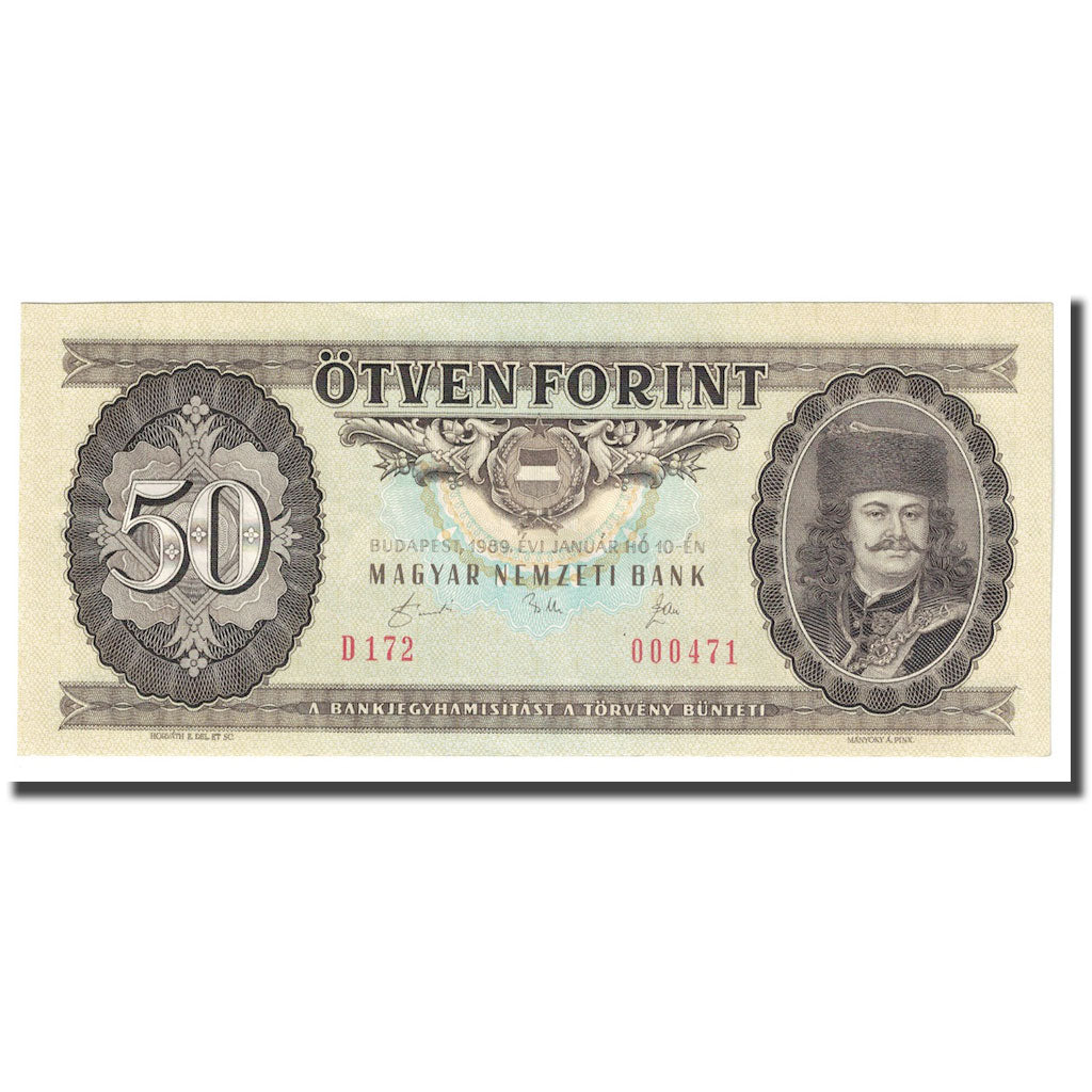 Banknote, Hungary, 50 Forint, 1989, 1989-01-10, KM:170h, UNC(65-70)