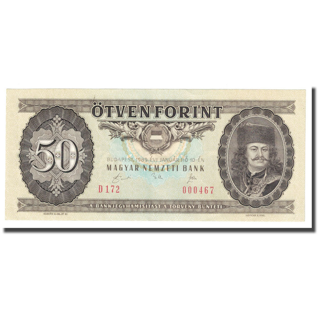 Banknote, Hungary, 50 Forint, 1989, 1989-01-10, KM:170h, UNC(65-70)