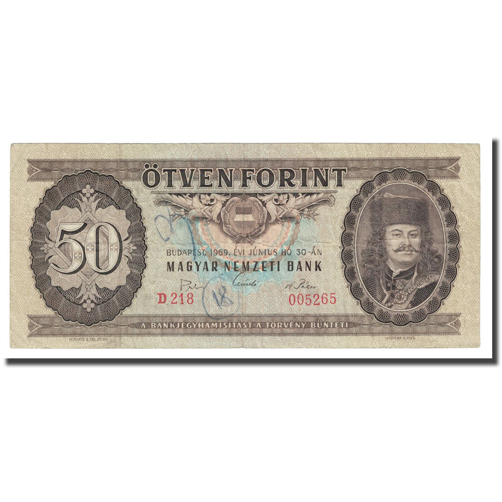 Banknote, Hungary, 50 Forint, 1969, 1969-06-30, KM:170b, VF(20-25)