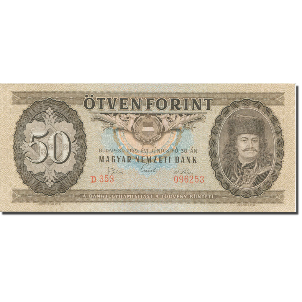 Banknote, Hungary, 50 Forint, 1969, 1969-06-30, KM:170b, UNC(65-70)