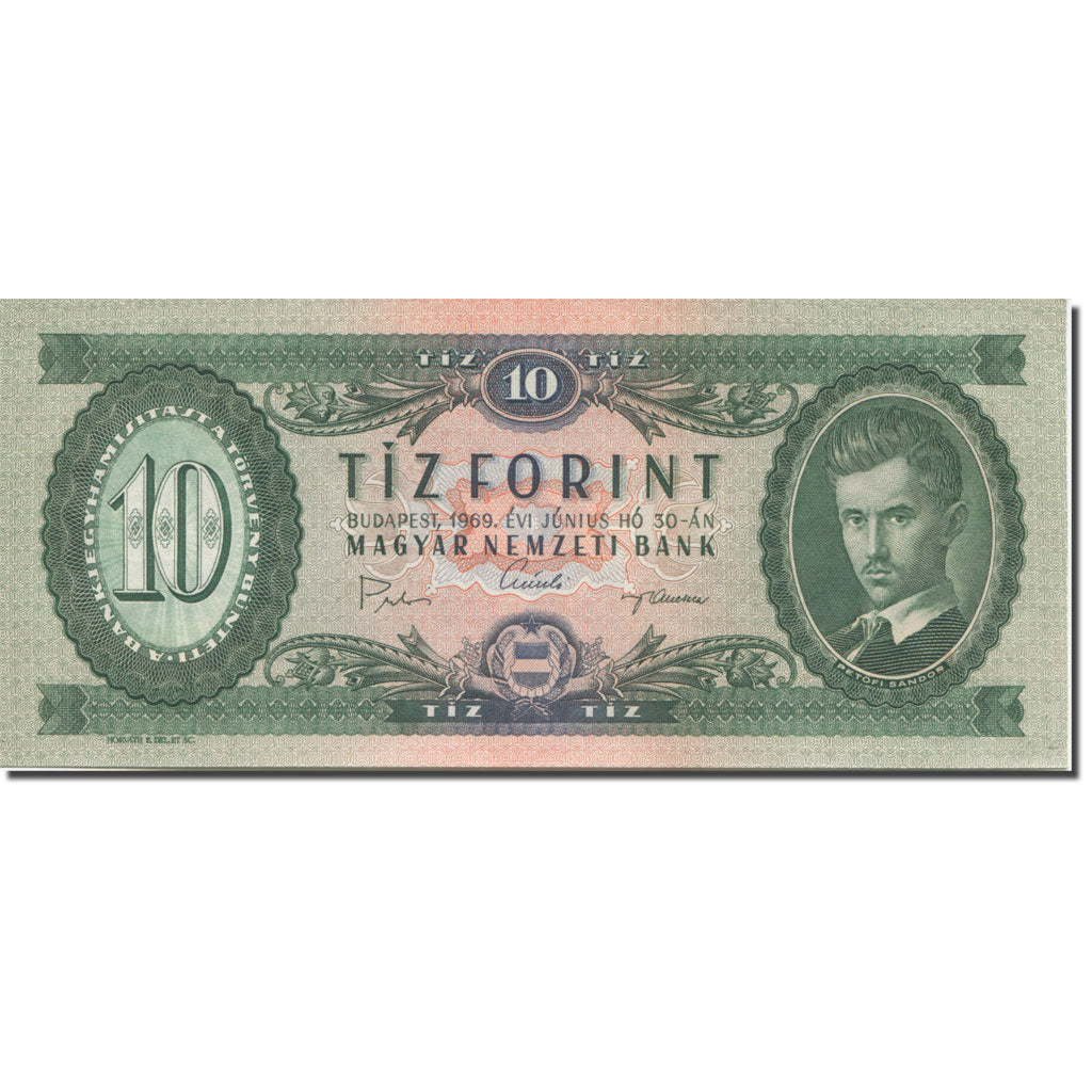 Banknote, Hungary, 10 Forint, 1969, 1969-06-30, KM:168d, UNC(65-70)