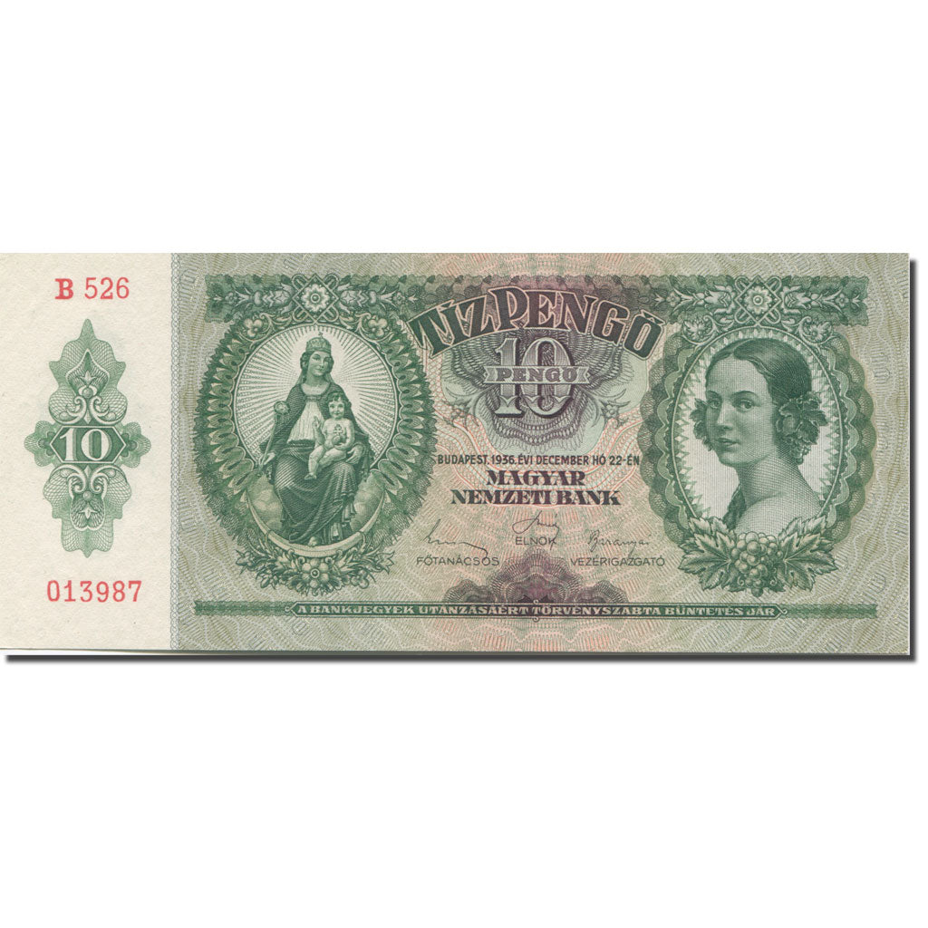 Banknote, Hungary, 10 Pengö, 1936, 1936-12-22, KM:100, UNC(64)