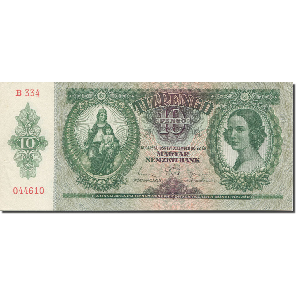 Banknote, Hungary, 10 Pengö, 1936, 1936-12-22, KM:100, UNC(64)