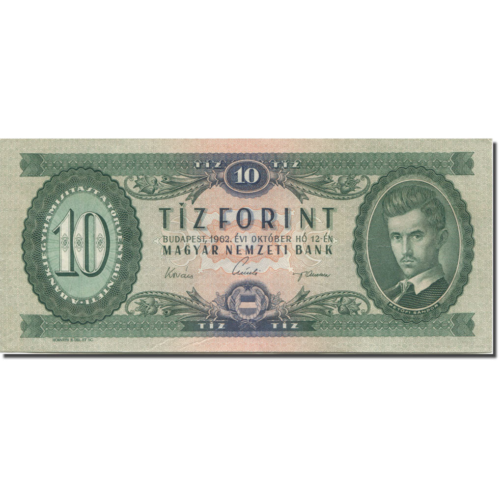 Banknote, Hungary, 10 Forint, 1962, 1962-10-12, KM:168c, UNC(65-70)