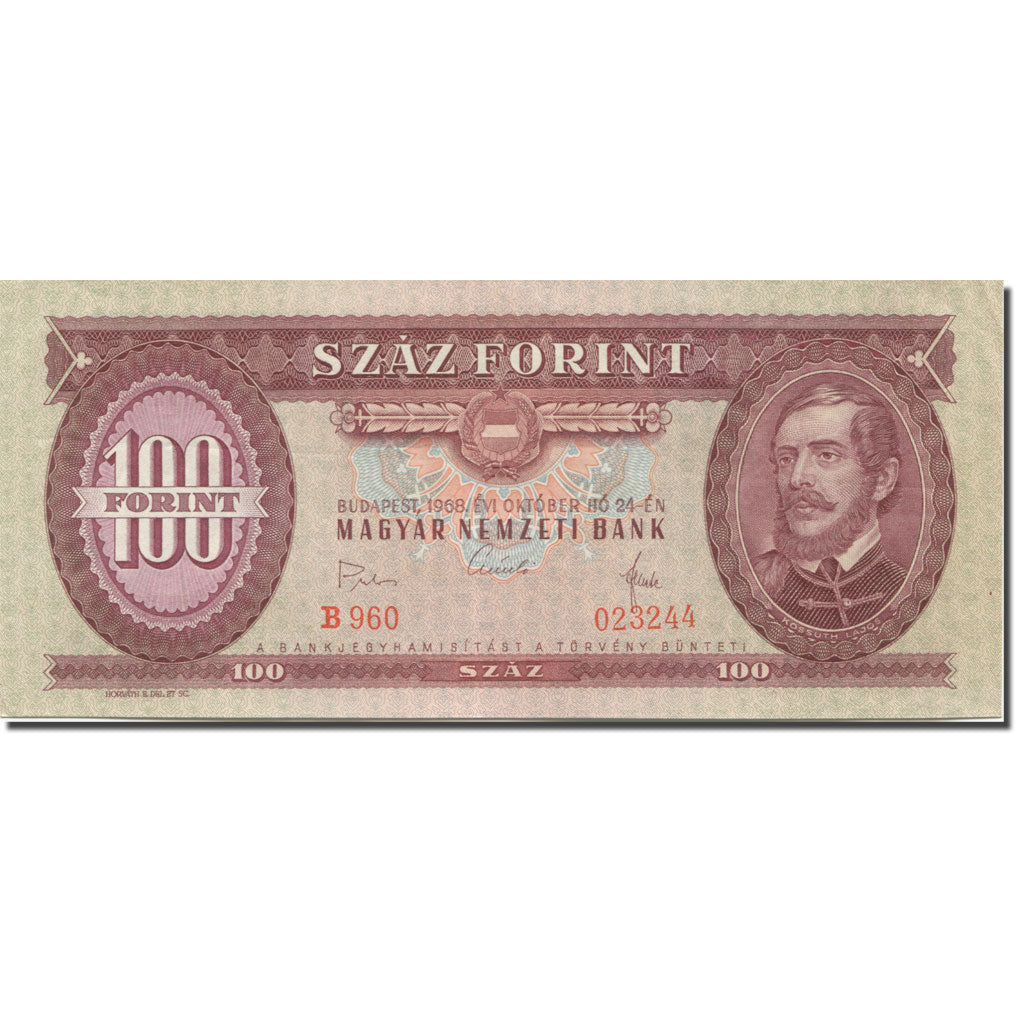 Banknote, Hungary, 100 Forint, 1968, 1968-10-24, KM:171d, UNC(64)