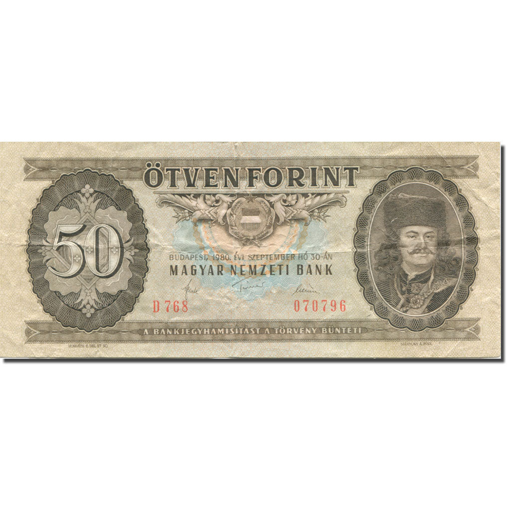 Banconote, Ungheria, 50 Forint, 1980, 1980-09-30, KM:170d, SPL-