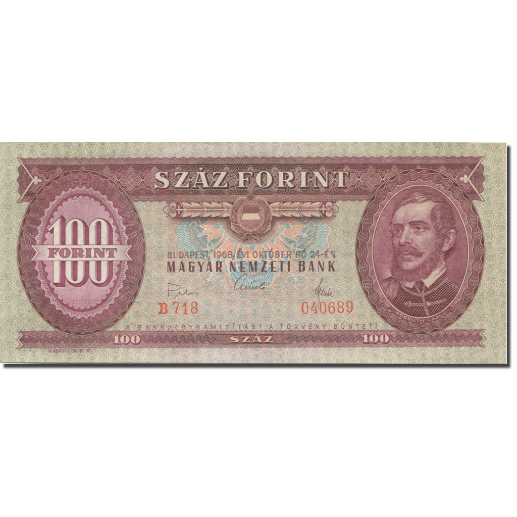 Banknote, Hungary, 100 Forint, 1968, 1968-10-24, KM:171d, UNC(65-70)