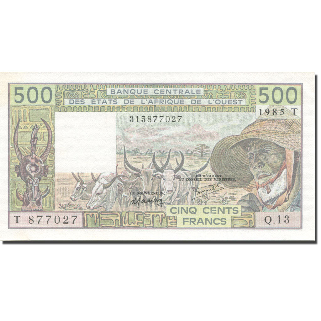 Banknote, West African States, 500 Francs, 1985, KM:706Kh, UNC(65-70)