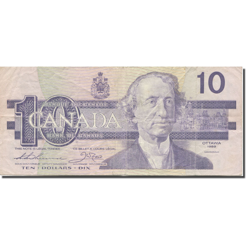 Banknot, Canada, 10 Dollars, 1989, KM:96b, AU(50-53)