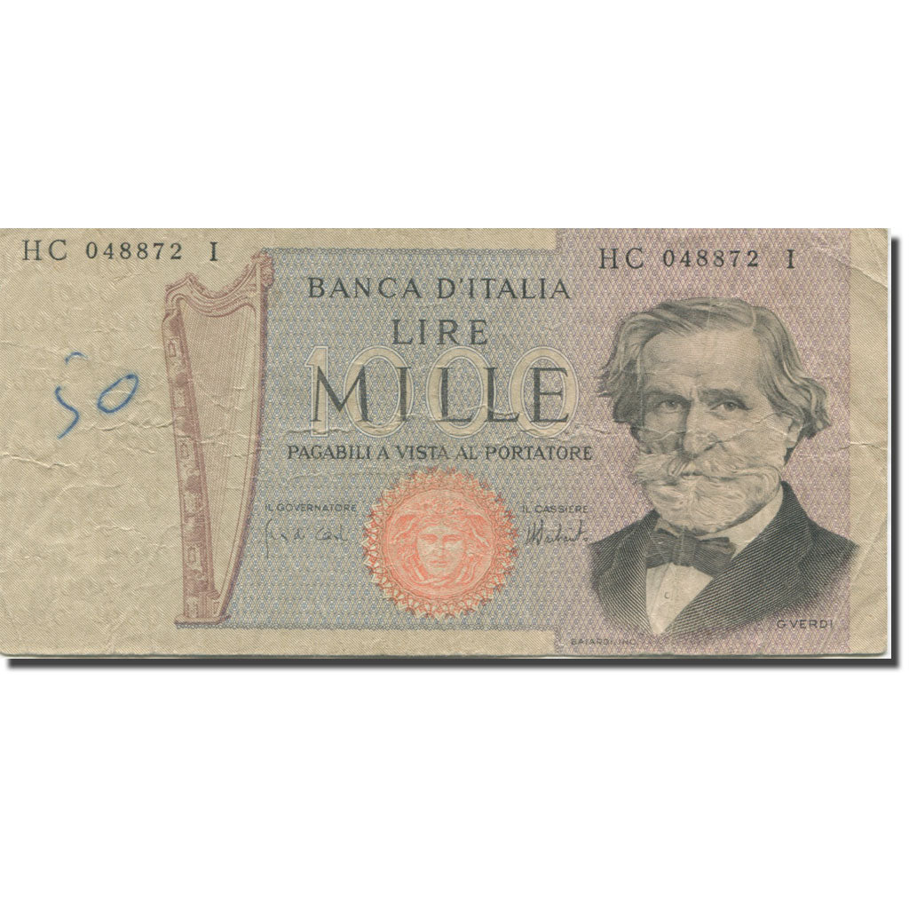 Biljet, Italië, 1000 Lire, 1973, 1973-02-15, KM:101c, B