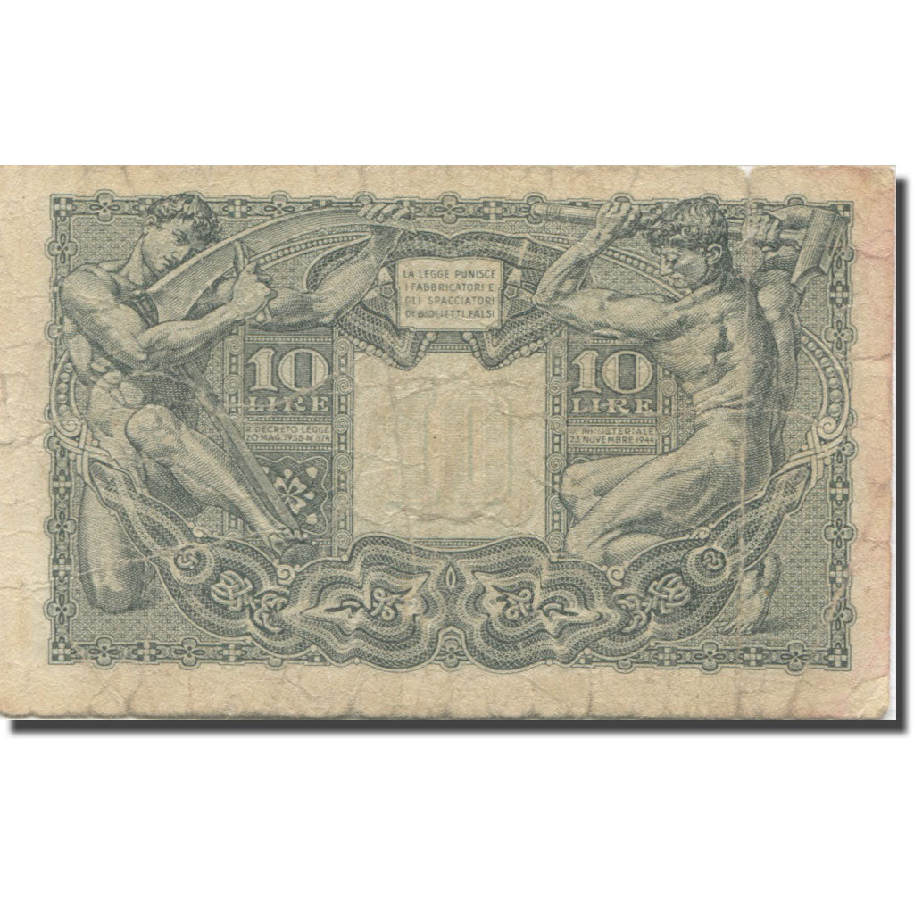 Banknote, Italy, 10 Lire, 1944, 1944-11-23, KM:32b, VG(8-10)