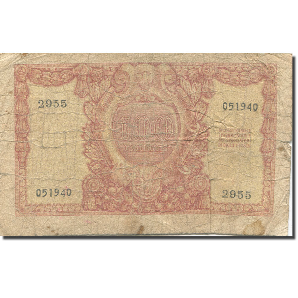 Banknote, Italy, 100 Lire, 1951, 1951-12-31, KM:92b, VF(20-25)