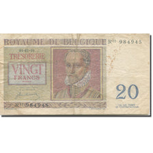 Banknote, Belgium, 20 Francs, 1950, 1950-07-01, KM:132a, VF(30-35)