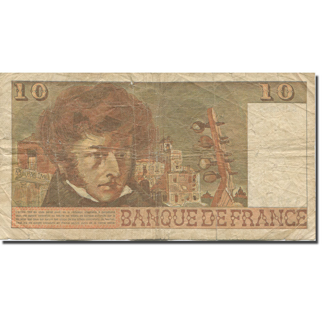 França, 10 Francs, Berlioz, 1974, 1974-02-07, VF(20-25), Fayette:63.3, KM:150a