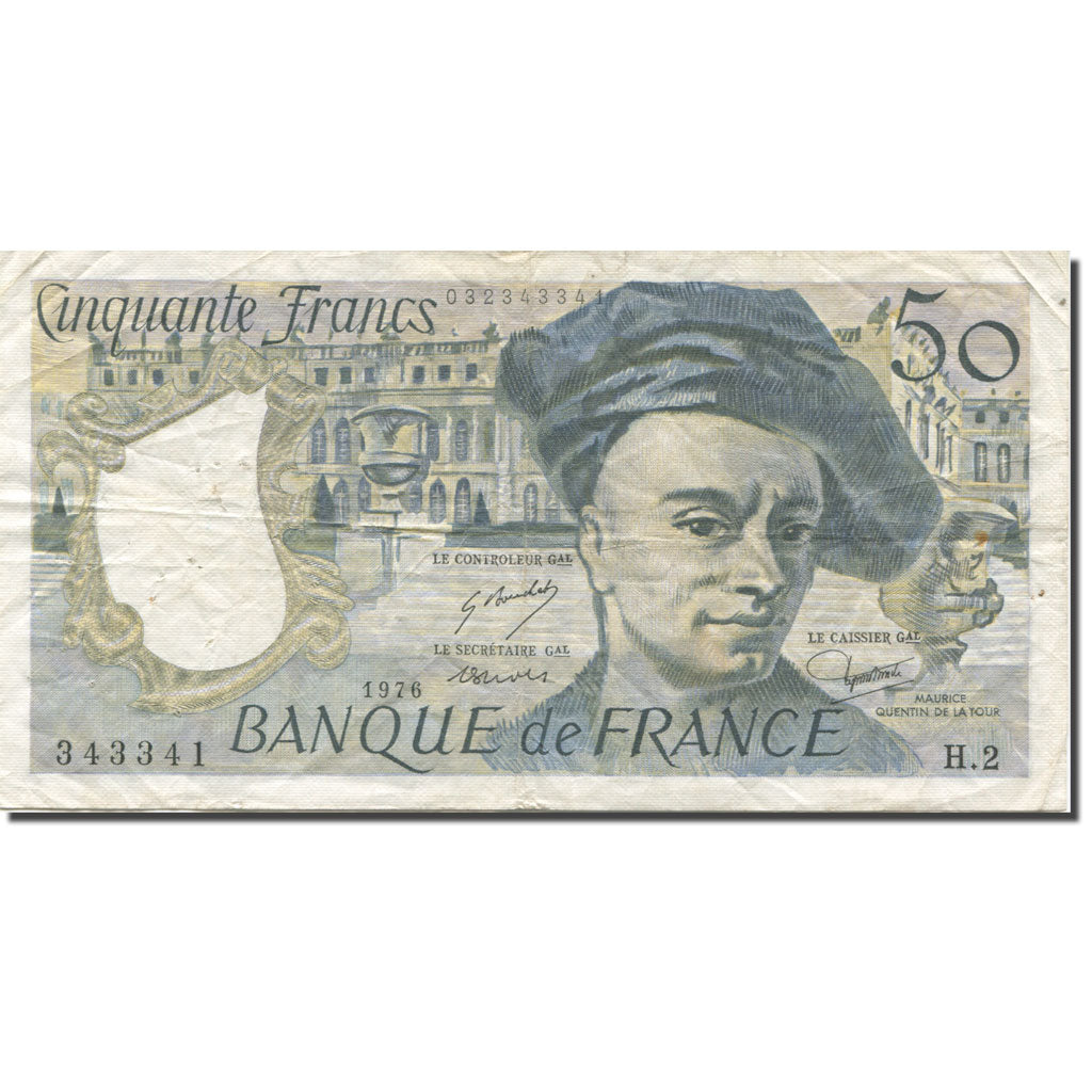 França, 50 Francs, Quentin de La Tour, 1976, AU(50-53), Fayette:67.1, KM:152a