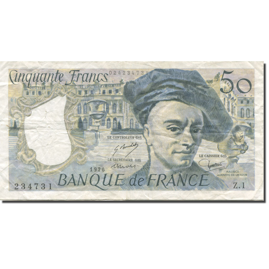 França, 50 Francs, Quentin de La Tour, 1976, AU(50-53), Fayette:67.1, KM:152a