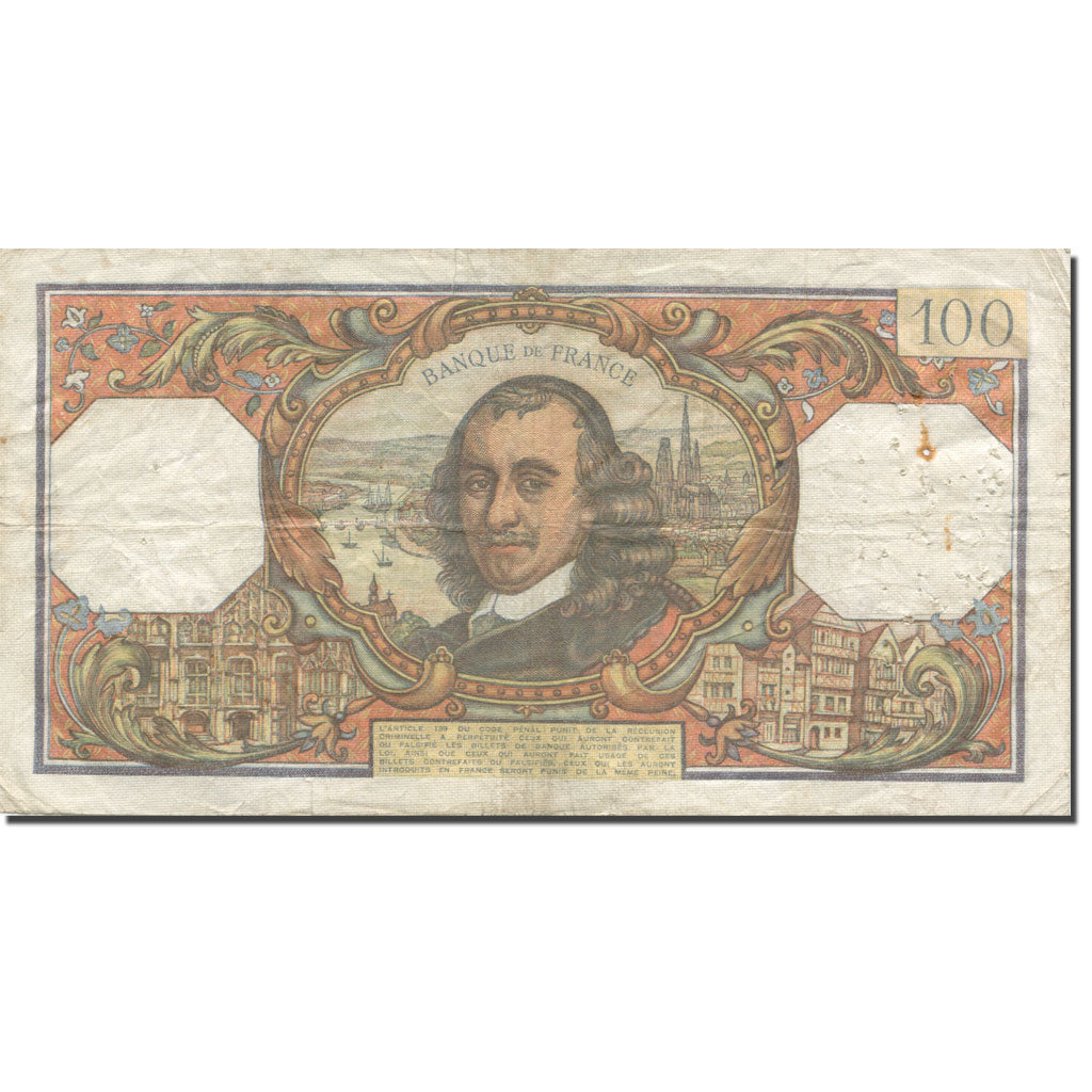 France, 100 Francs, Corneille, 1967, 1967-10-05, VF(30-35), Fayette:65.18