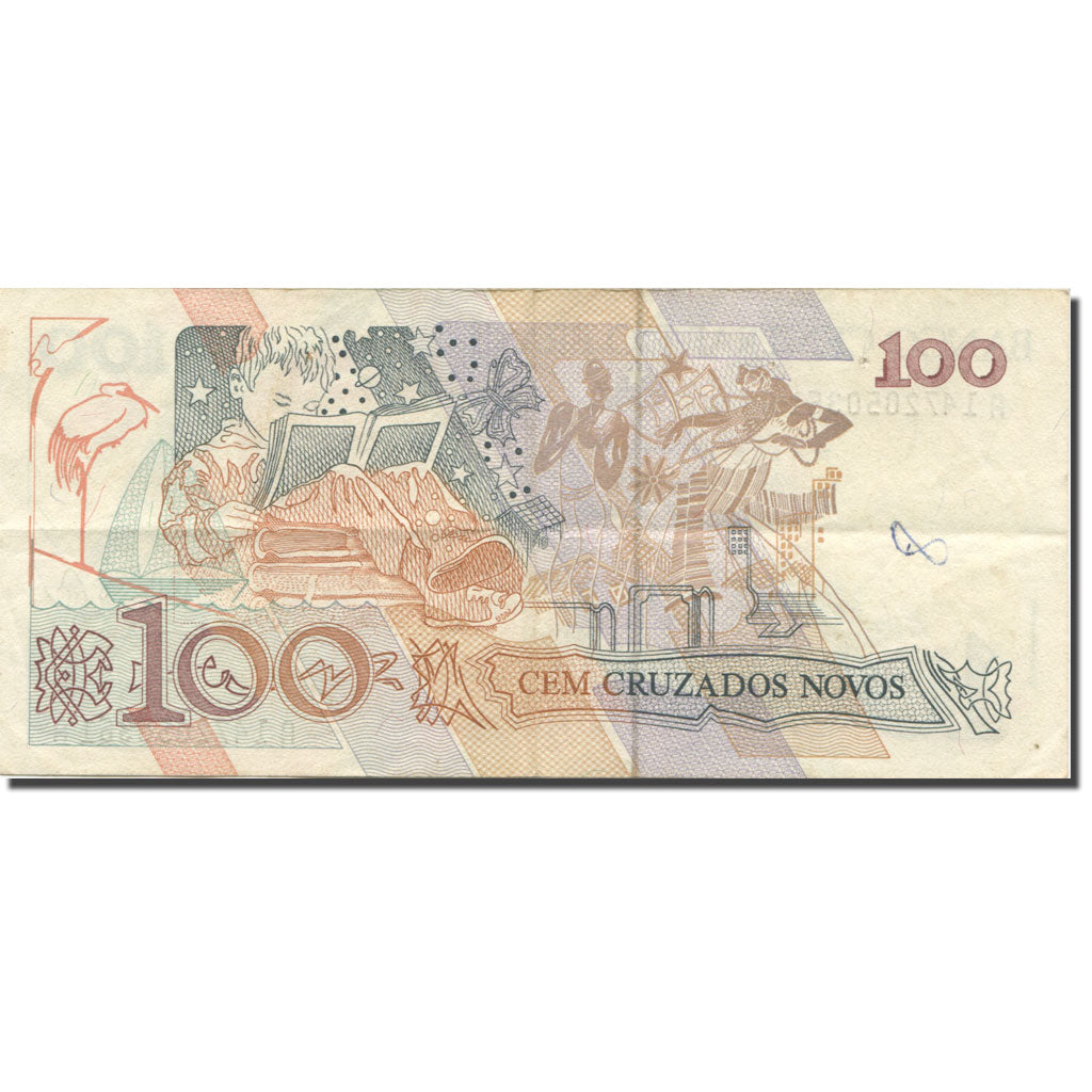 Billete, 100 Cruzados Novos, 1989, Brasil, KM:220a, MBC