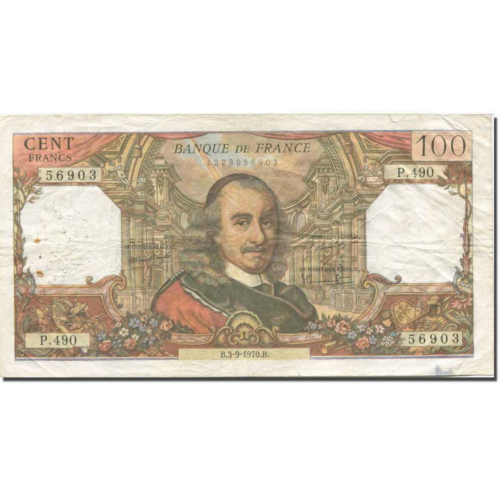 Francia, 100 Francs, Corneille, 1970, 1970-09-03, MB+, Fayette:65.32, KM:149c