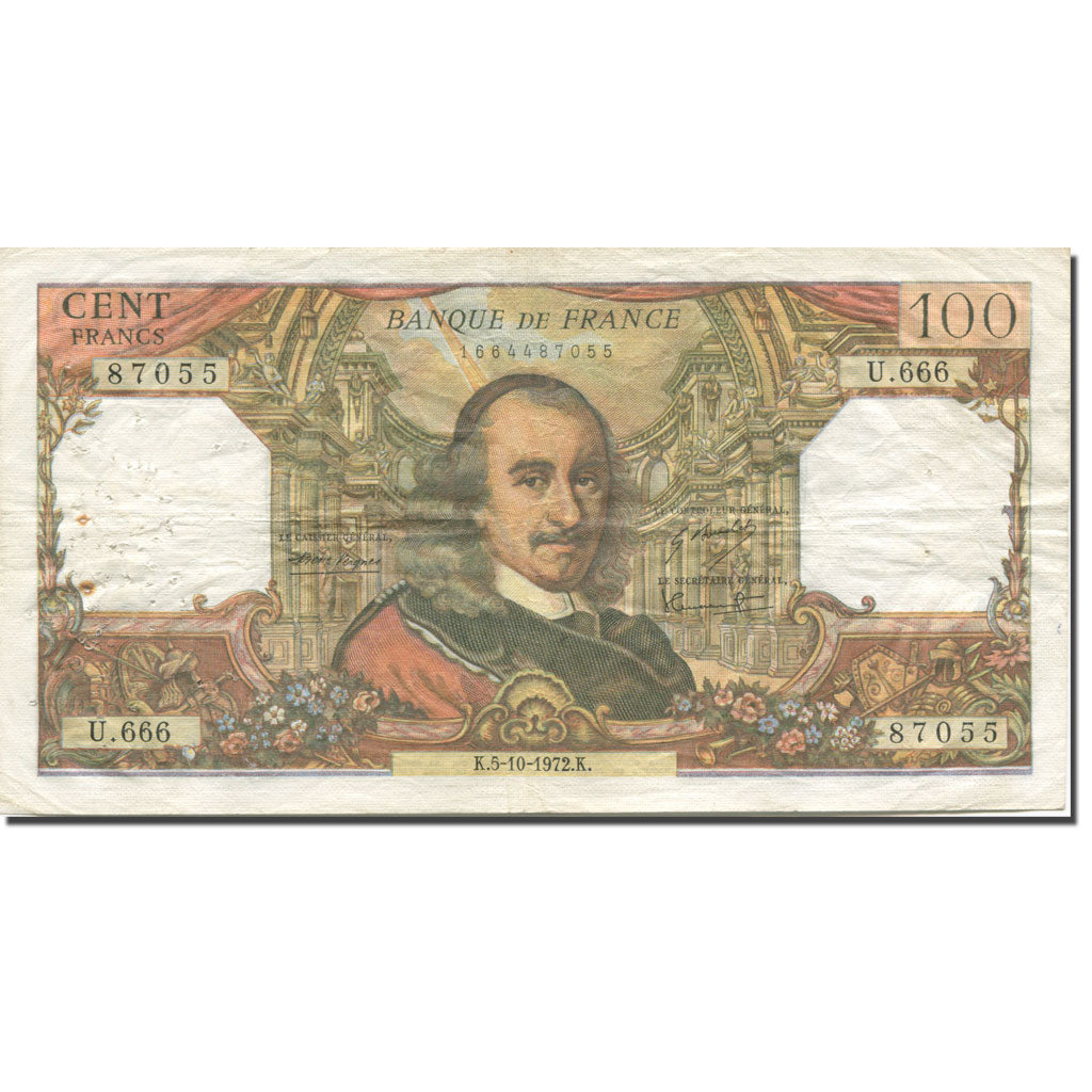 Frankreich, 100 Francs, Corneille, 1972, 1972-10-05, S+, Fayette:65.40, KM:149d
