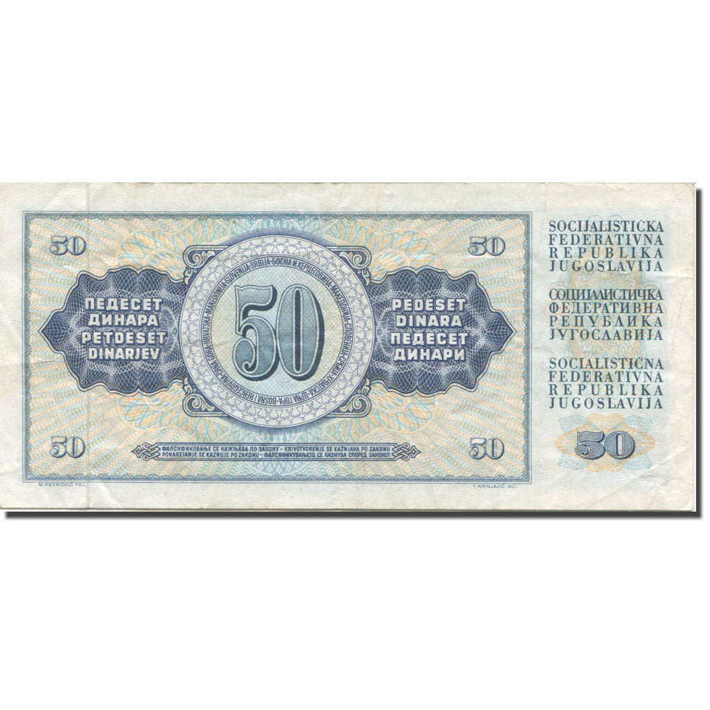 Banconote, Iugoslavia, 50 Dinara, 1968, 1968-05-01, KM:83c, BB+