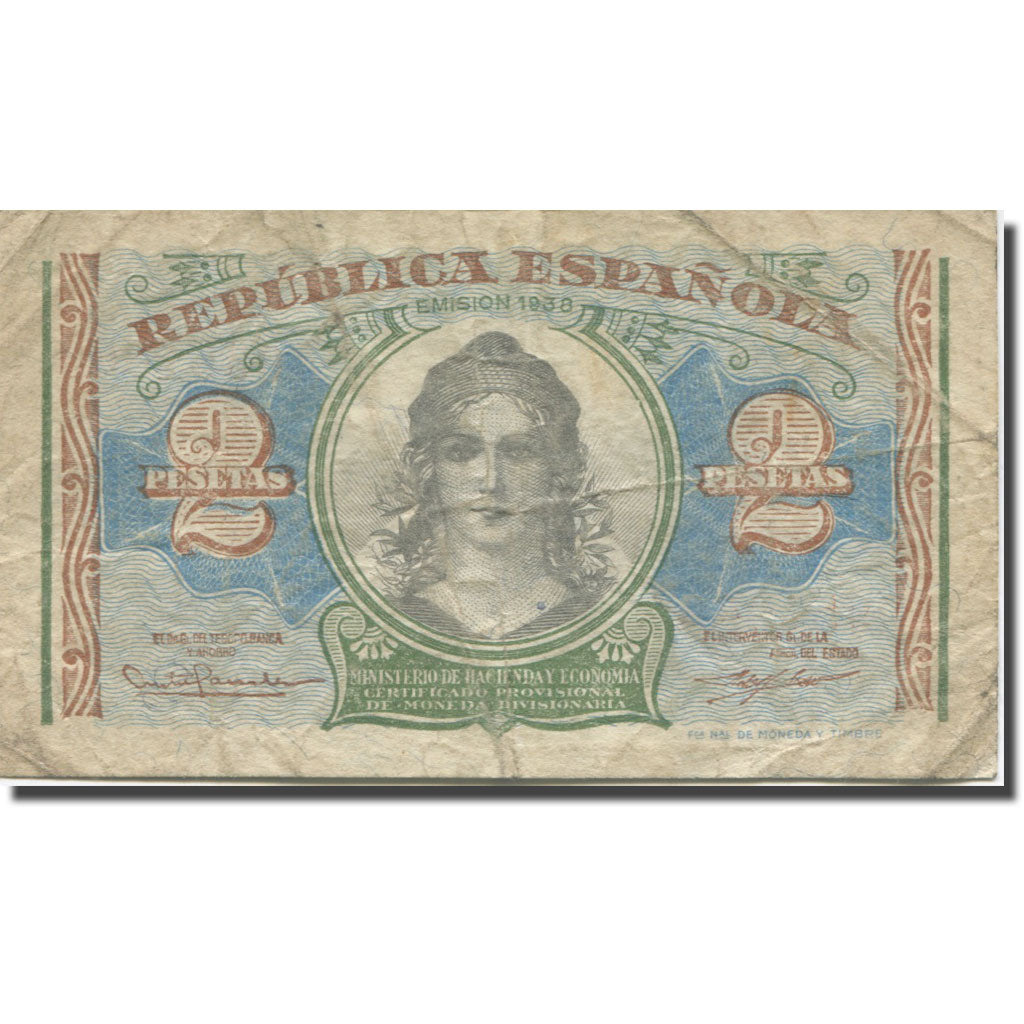 Banknote, Spain, 2 Pesetas, 1938, KM:95, VF(20-25)
