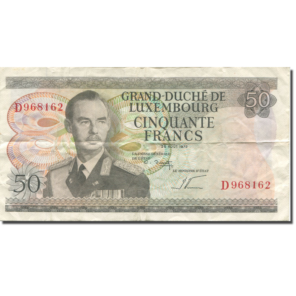 Banknote, Luxembourg, 50 Francs, 1972, 1972-08-25, KM:55b, EF(40-45)