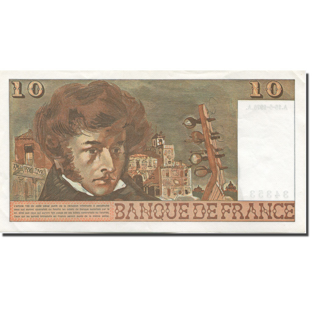 Frankreich, 10 Francs, Berlioz, 1975, 1975-05-15, UNZ-, Fayette:63.10, KM:150b