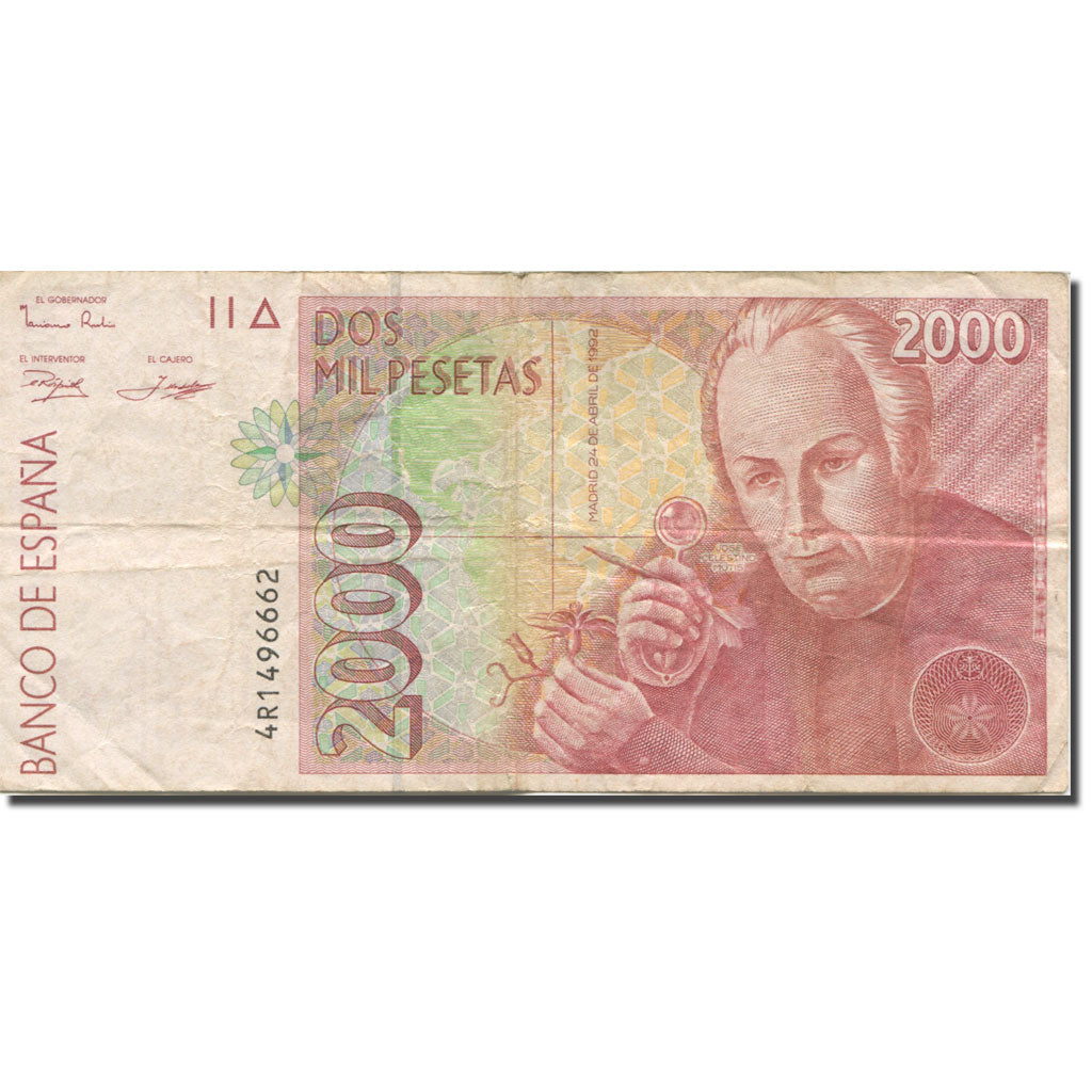 Nota, Espanha, 2000 Pesetas, 1992, 1992-04-24, KM:164, EF(40-45)
