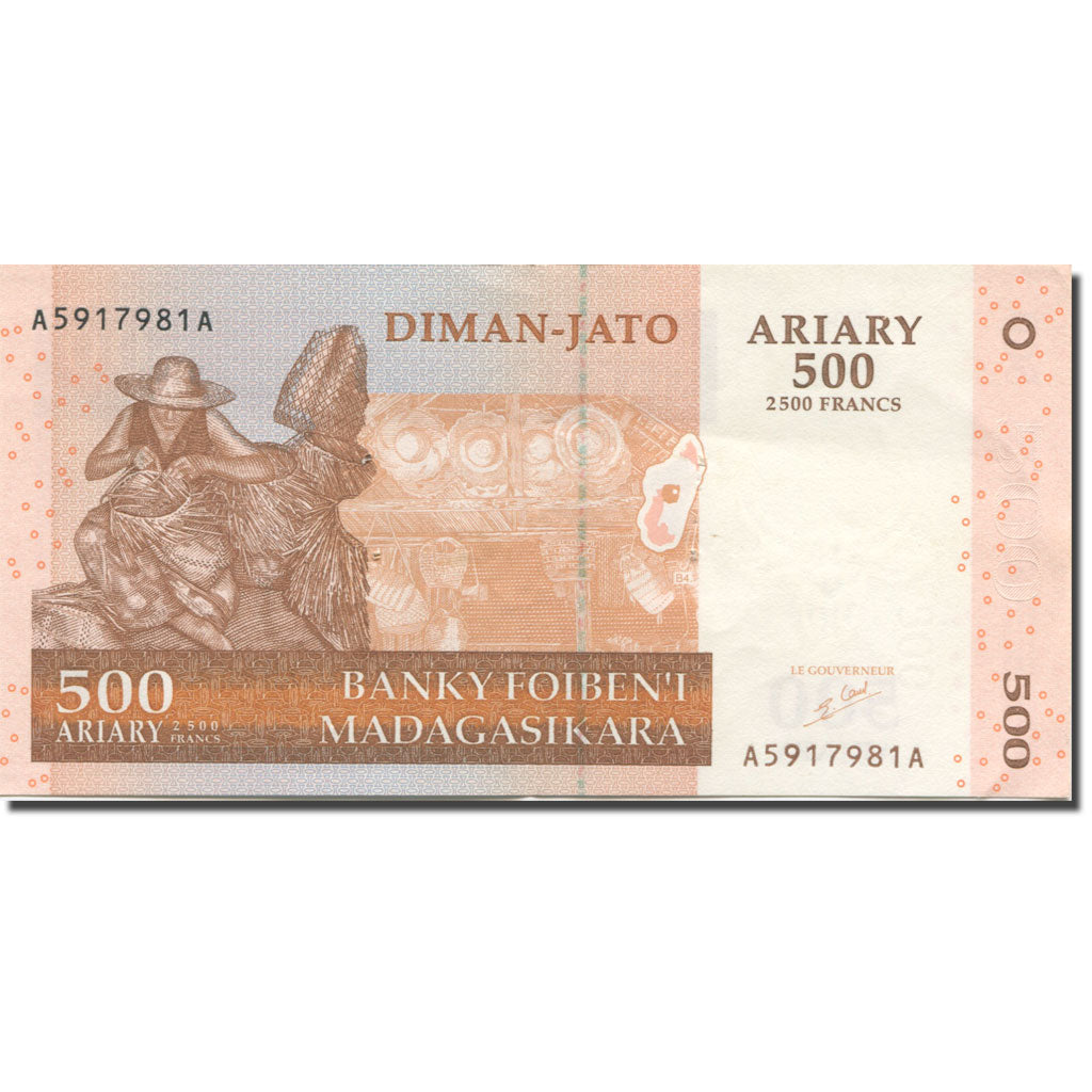 Nota, Madagáscar, 500 Ariary, 2004, KM:88a, UNC(63)