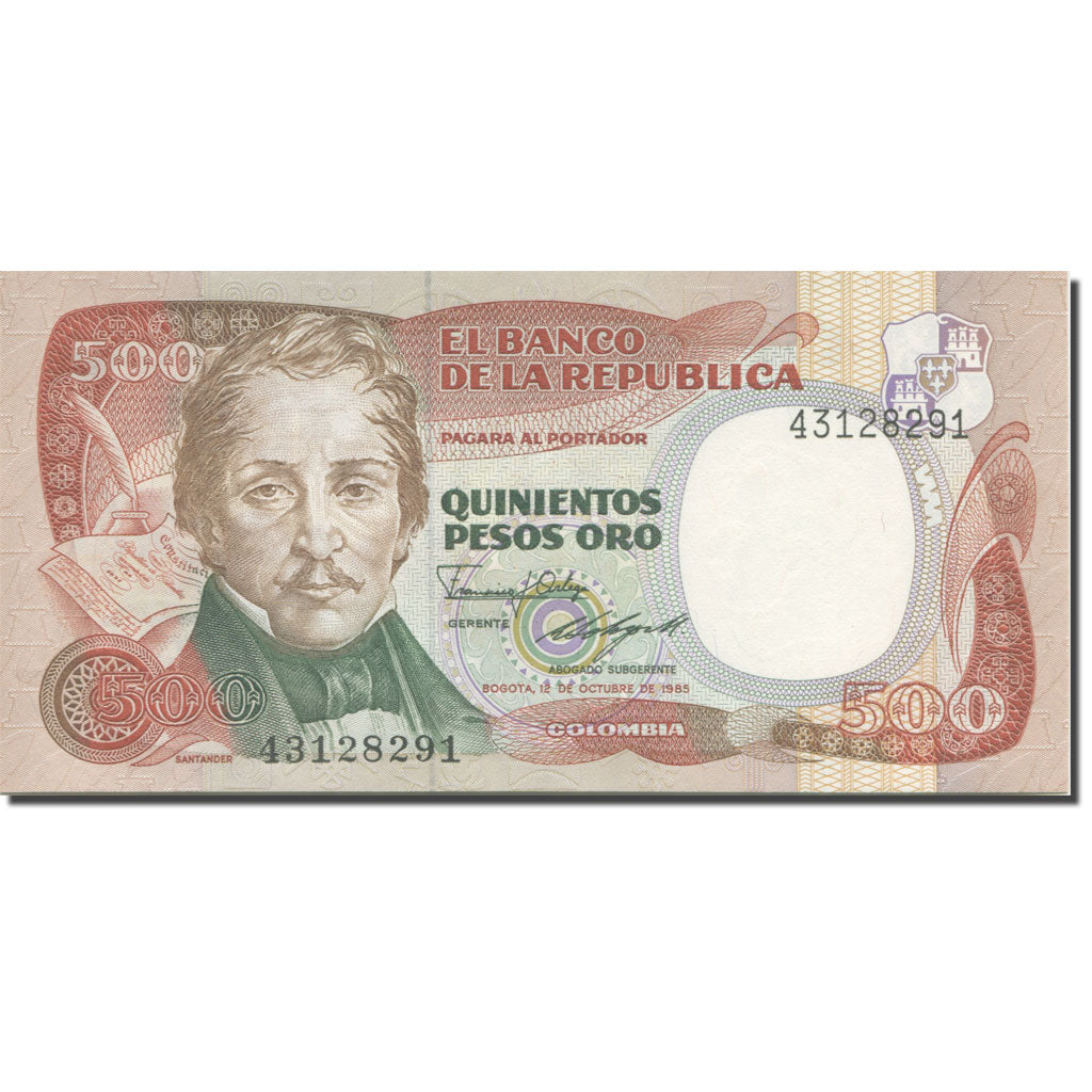 Banknote, Colombia, 500 Pesos Oro, 1985, 1985-10-12, KM:423c, UNC(65-70)