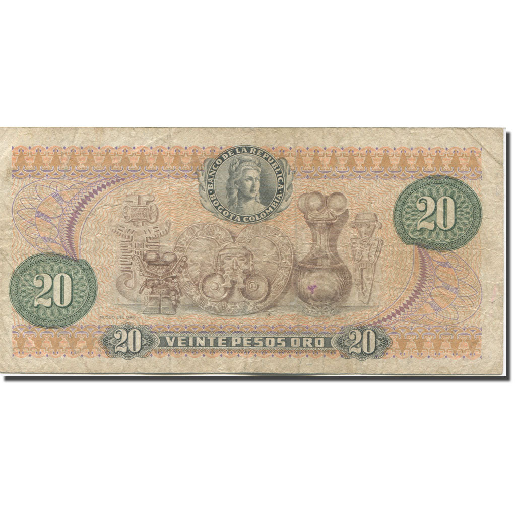 Banknote, Colombia, 20 Pesos Oro, 1972, 1972-05-01, KM:409A, VF(20-25)