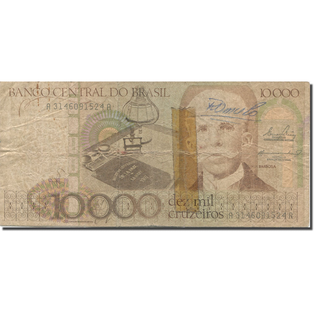 Nota, Brasil, 10,000 Cruzeiros, undated (1984-85), KM:203a, VF(20-25)