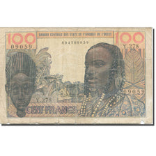 Banknote, West African States, 100 Francs, 1959, KM:2b, VG(8-10)