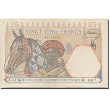 Billet, French West Africa, 25 Francs, 1942, 1942-04-22, KM:27, TTB